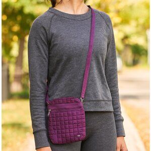Lug Purple Square Quilted Sporty Small Nylon On the Go Crossbody Bag w/ Pockets